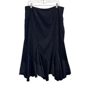Vintage Size 16 Pinwale Corduroy Flare Paneled Skirt Long Midi Witchy Black